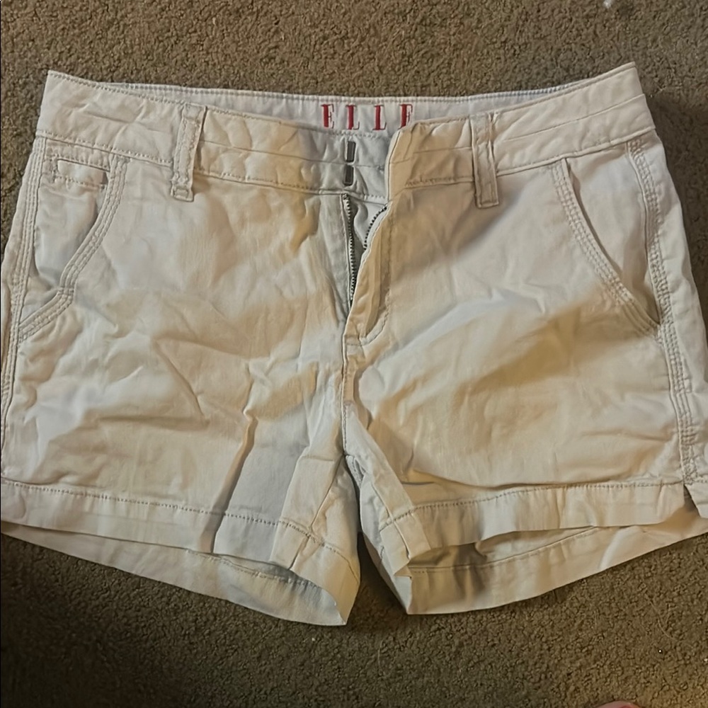 Elle Cream Bermudas Relaxed Cotton Blend